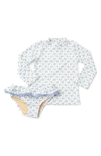 Shade Critters Kids' Cottage Floral Two-piece Rashguard Swimsuit In Blue
