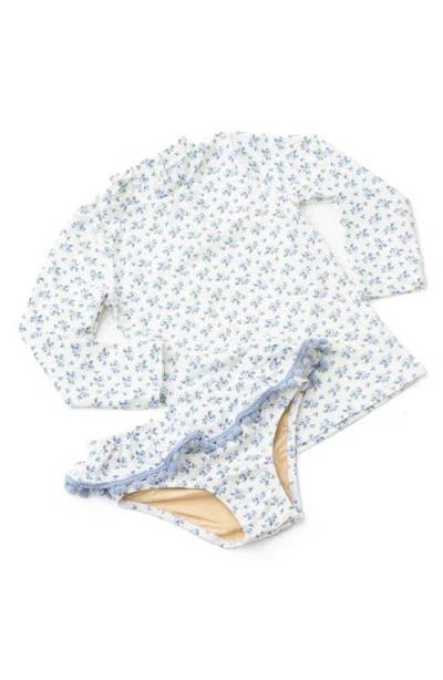 Shade Critters Kids' Cottage Floral Two-piece Rashguard Swimsuit In Blue