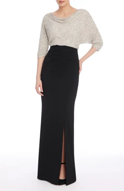 Badgley Mischka Collection Sequin & Crepe Gown In Multi