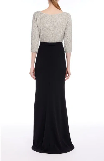 Badgley Mischka Collection Sequin & Crepe Gown In Multi