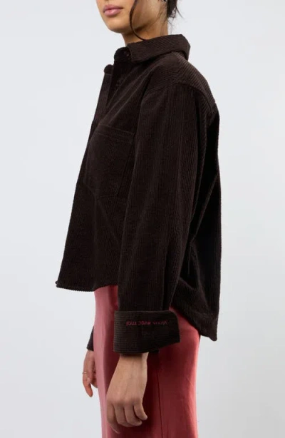 Viens Avec Moi The Odyssey Crop Corduroy Shirt In Brown