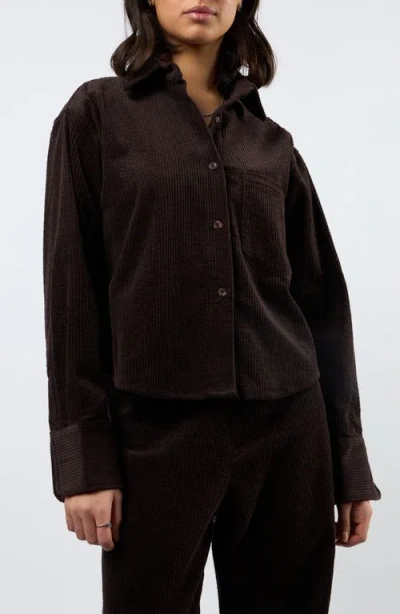 Viens Avec Moi The Odyssey Crop Corduroy Shirt In Brown