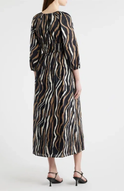 Rails Paio Print Three-quarter Sleeve Cotton Midi Dress In Multi