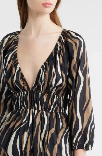 Rails Paio Print Three-quarter Sleeve Cotton Midi Dress In Multi