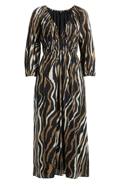 Rails Paio Print Three-quarter Sleeve Cotton Midi Dress In Multi
