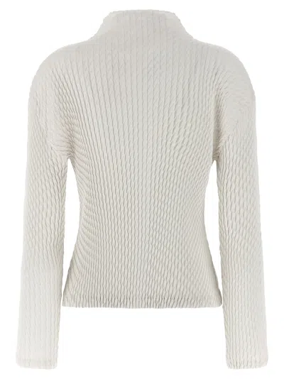 Issey Miyake Sleek Pleats Cardigan In White