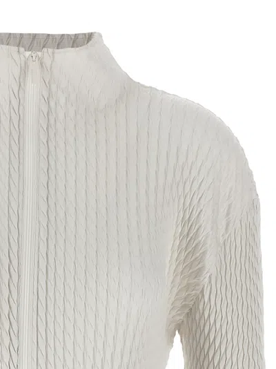 Issey Miyake Sleek Pleats Cardigan In White