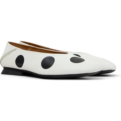 Camper Casi Myra Twins Polka Dot Ballerina Flat In White