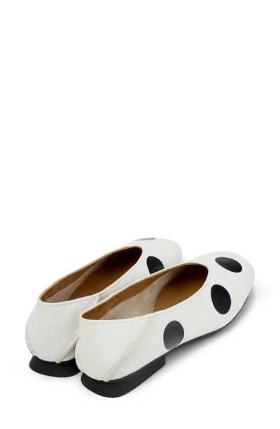 Camper Casi Myra Twins Polka Dot Ballerina Flat In White