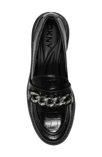 Dkny Ryleigh Chain Embossed Loafer In Black
