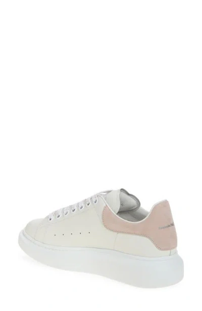 Alexander Mcqueen Women White Low Top Sneakers With Logo Lettering On Tongue And Heel In Leather Wom