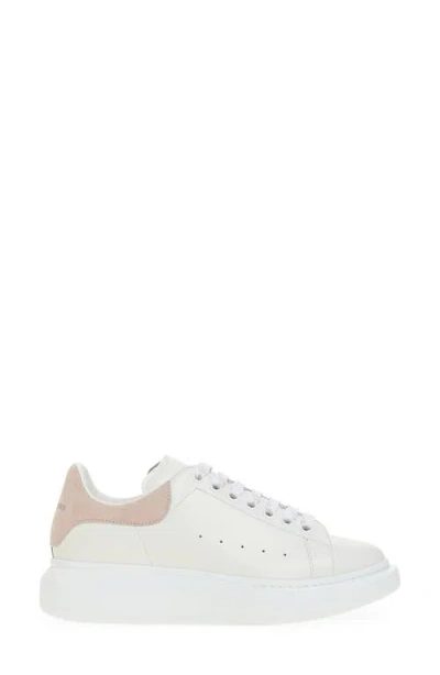 Alexander Mcqueen Women White Low Top Sneakers With Logo Lettering On Tongue And Heel In Leather Wom