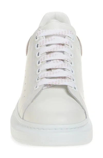 Alexander Mcqueen Women White Low Top Sneakers With Logo Lettering On Tongue And Heel In Leather Wom