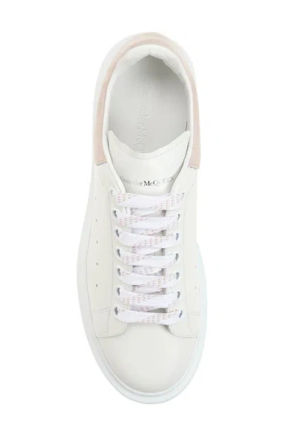 Alexander Mcqueen Women White Low Top Sneakers With Logo Lettering On Tongue And Heel In Leather Wom