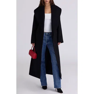 House Of Cb Cocoon Wool Blend Shawl Collar Coat In Black