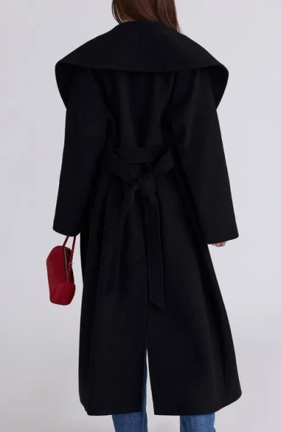 House Of Cb Cocoon Wool Blend Shawl Collar Coat In Black