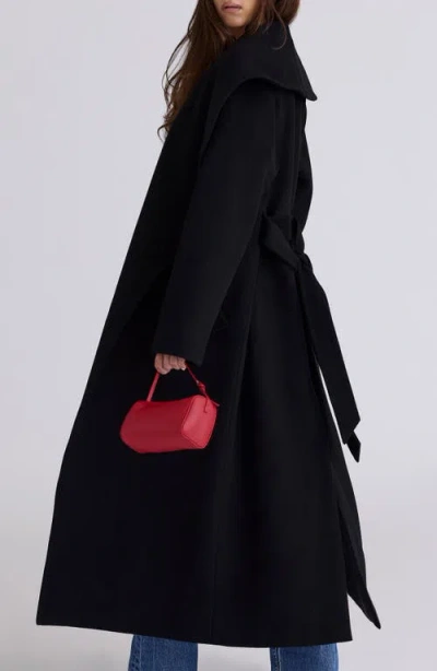 House Of Cb Cocoon Wool Blend Shawl Collar Coat In Black