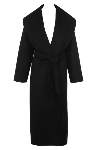 House Of Cb Cocoon Wool Blend Shawl Collar Coat In Black