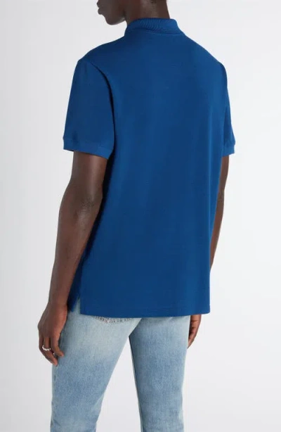 Alexander Mcqueen Mcqueen Embroidered Logo Cotton Piqué Polo In Blue