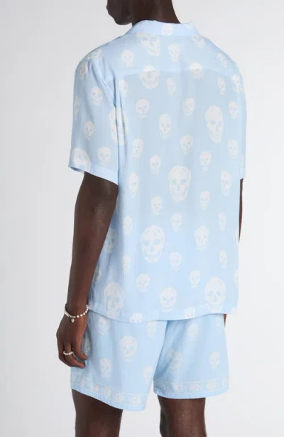 Alexander Mcqueen Mcqueen Skull Print Camp Shirt In Blue