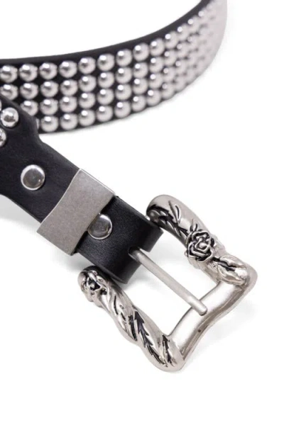 Mnml Studded Leather Belt In Black