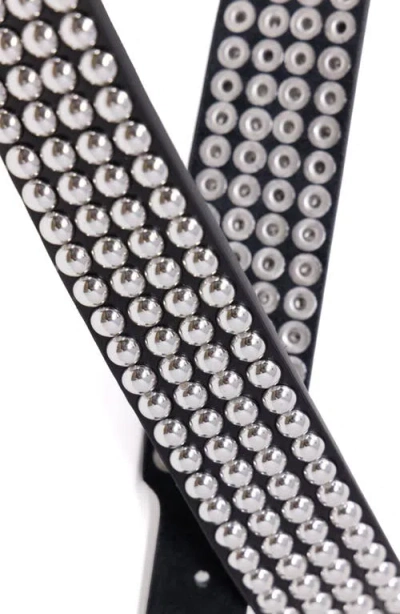 Mnml Studded Leather Belt In Black