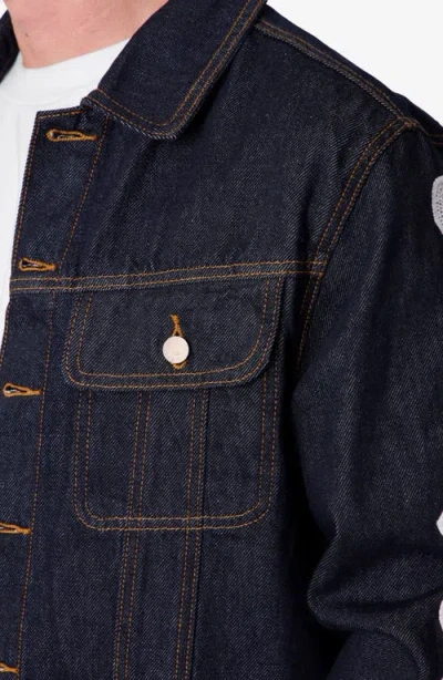 Mnml Raw Skeletion Denim Trucker Jacket In Multi