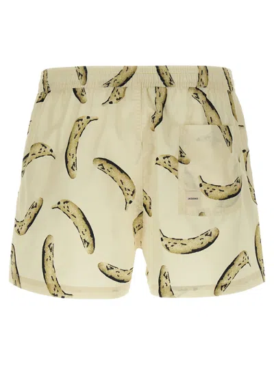 Jacquemus Le Maillot Puntini Beachwear Yellow In Animal Print