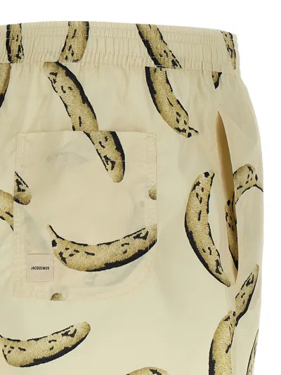 Jacquemus Le Maillot Puntini Beachwear Yellow In Animal Print