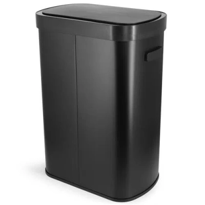 Elama 13 Gallon Automatic Sensor Hands Free Round Top Trash Can In White In Black