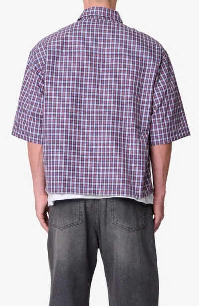 Mnml Crispy Plaid Poplin Button-up Shirt In Purple
