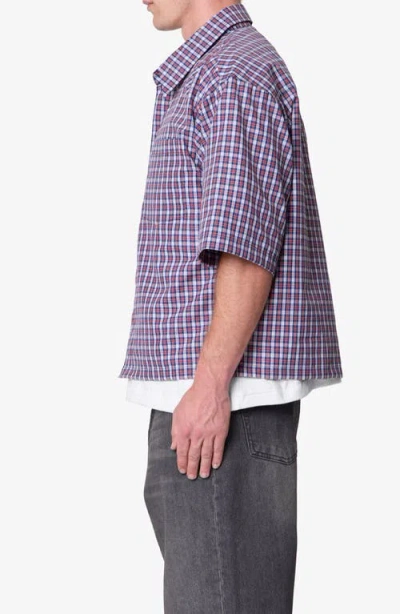 Mnml Crispy Plaid Poplin Button-up Shirt In Purple