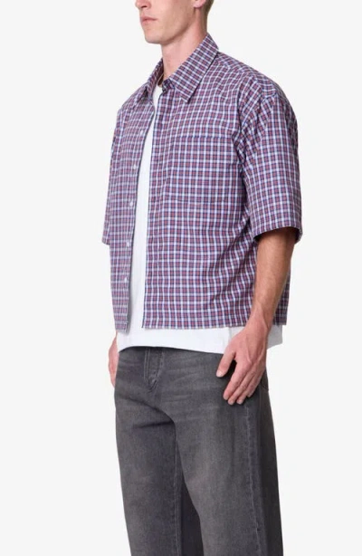 Mnml Crispy Plaid Poplin Button-up Shirt In Purple