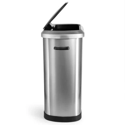 Elama 13 Gallon Automatic Sensor Hands Free Trash Can In Silver In Silver