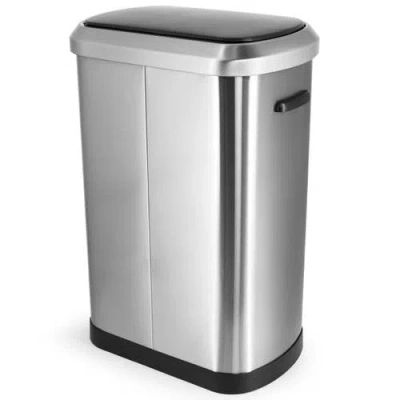 Elama 13 Gallon Automatic Sensor Hands Free Trash Can In Silver In Silver