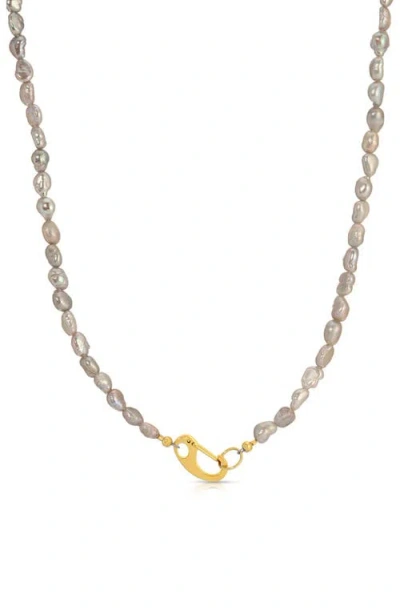 Kozakh Classy Cultured Pearl Necklace In Gold