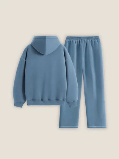 Aelfric Eden Cloud Essential Fleece Pullover Hoodie Set In Blue
