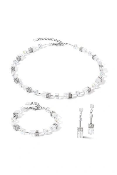 Coeur De Lion Geocube Iconic Nature Silver Necklace In Metallic