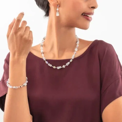 Coeur De Lion Geocube Iconic Nature Silver Necklace In Metallic