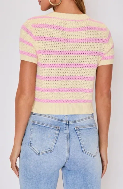 Vici Collection Jessica Stripe Open Stitch Short Sleeve Cardigan In Animal Print