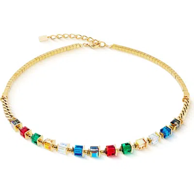 Coeur De Lion Sparkling Cubes Fusion Chain Gold Necklace In Gold