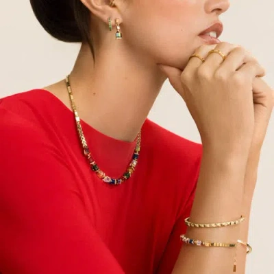 Coeur De Lion Sparkling Cubes Fusion Chain Gold Necklace In Gold