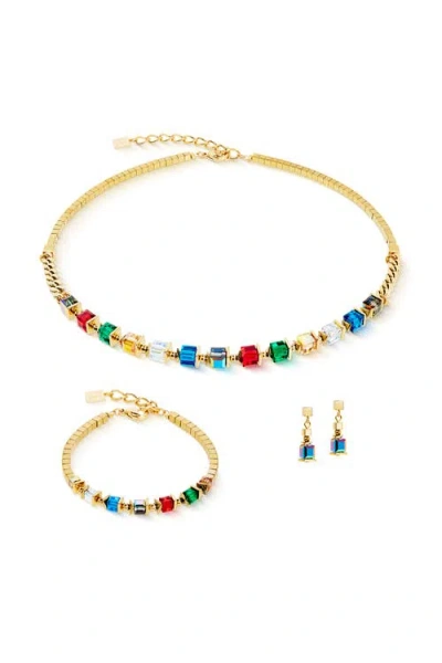 Coeur De Lion Sparkling Cubes Fusion Chain Gold Necklace In Gold