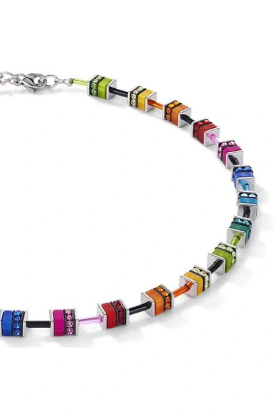 Coeur De Lion Geocube® Classic Polaris & Rhinestone Necklace In Metallic