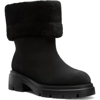 Stuart Weitzman Hudson Shearling-lined Suede Booties In Black