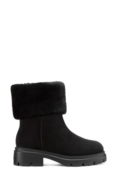 Stuart Weitzman Hudson Shearling-lined Suede Booties In Black