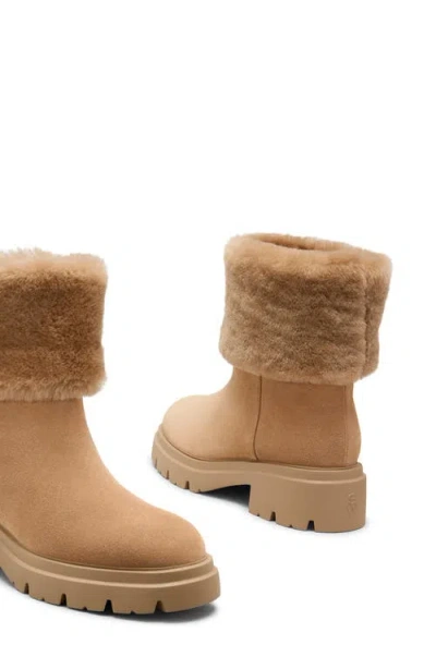 Stuart Weitzman Hudson Shearling-lined Suede Booties In Brown