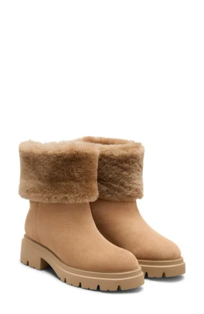 Stuart Weitzman Hudson Shearling-lined Suede Booties In Brown