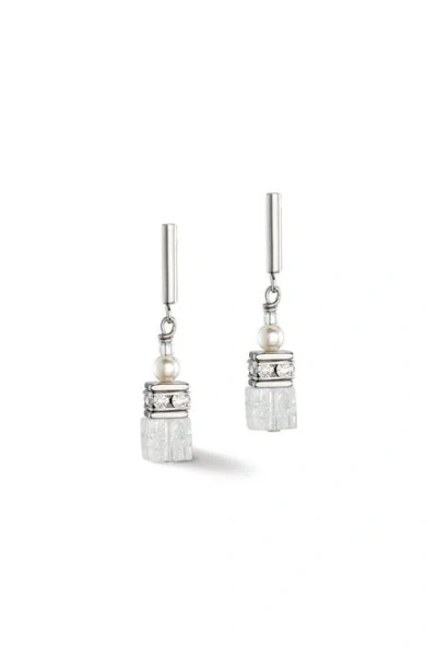 Coeur De Lion Geocube® Precious Fusion Pearls Earrings In Silver