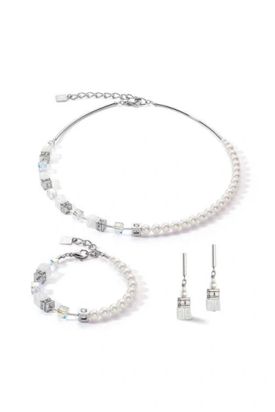 Coeur De Lion Geocube® Precious Fusion Pearls Earrings In Silver